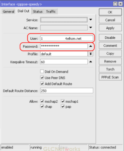 pppoe username and password