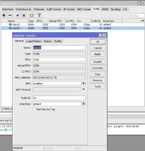 vlan configuration on mikrotik